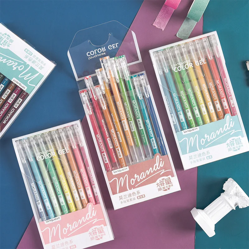 

9pcs/pack Morandi Color Neutral Pen Set 0.5mm Student Hand Account Journal Diary Multi-color Water Pen 4 Styles