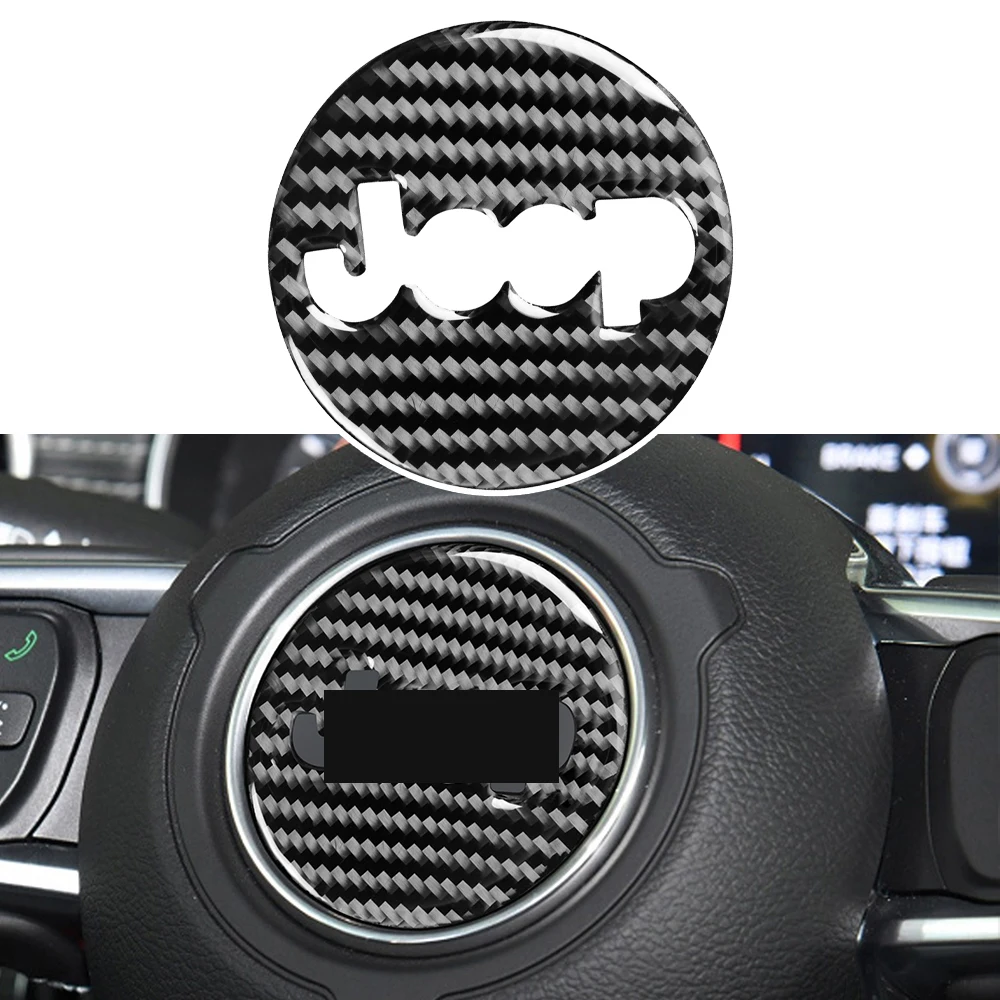 

for Jeep Wrangler JL Gladiator JT 2018-2022 Steering Wheel Center Decoration Cover Trim Sticker Car Accessory Real Carbon Fiber
