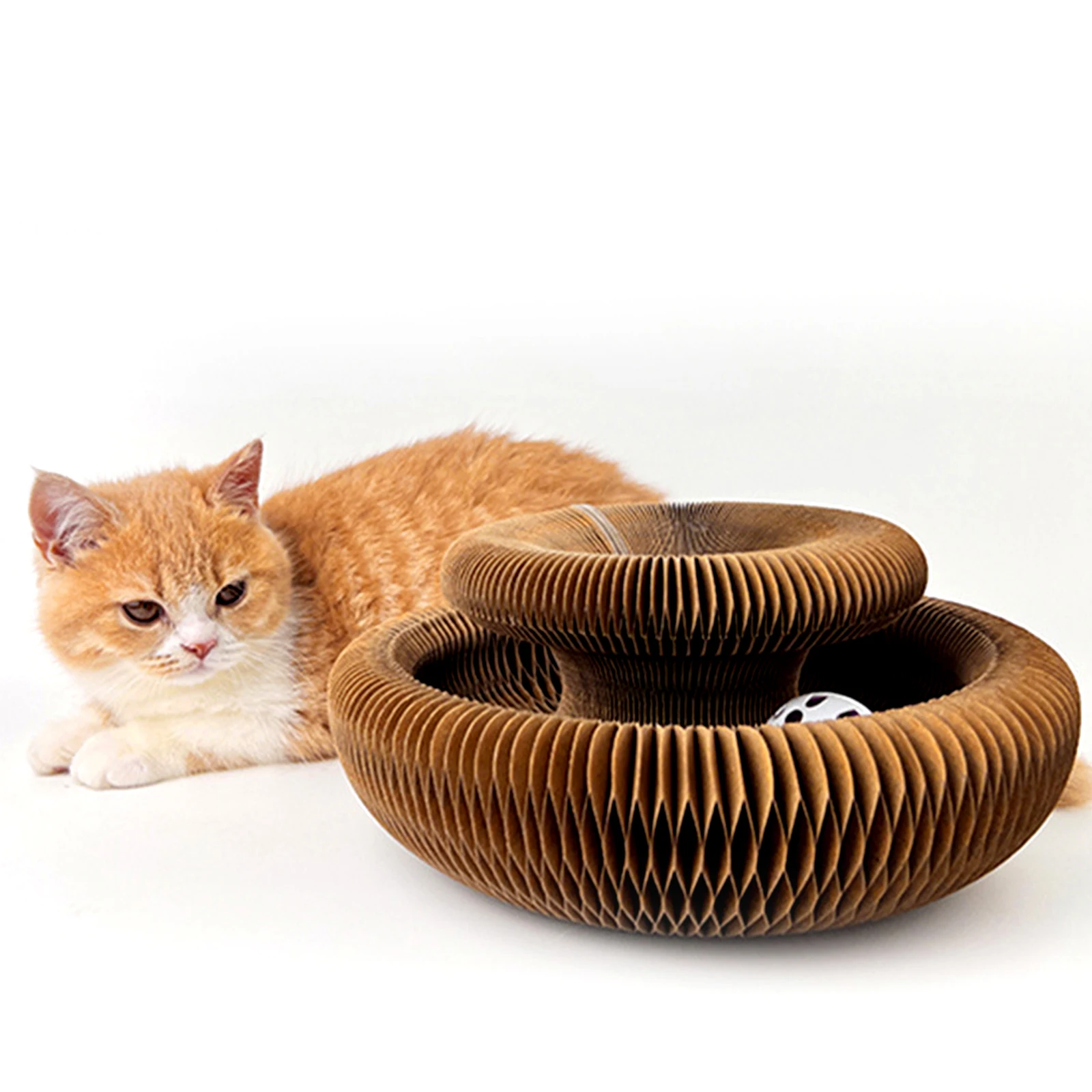 

Pet Organ Cat Scratch Board With Bell Grinding Armor Corrugated Nest Bee Paper Scratch Board Interactive Cat Toy