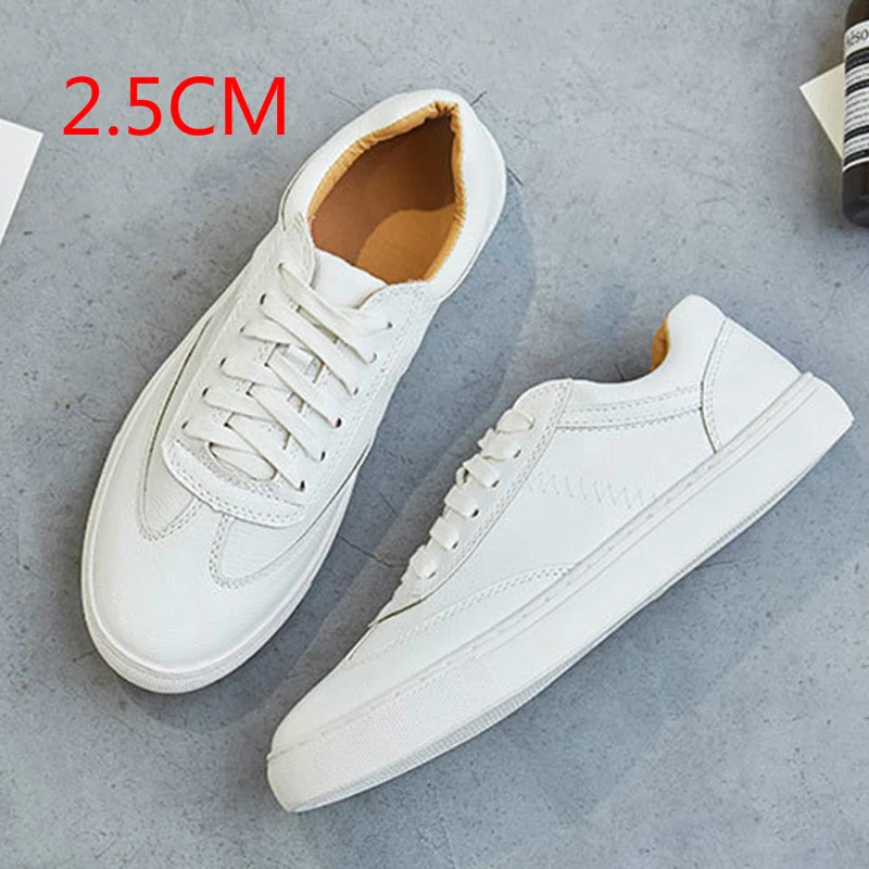 Women Fashion White Split Leather Chunky Sneakers White Shoes Lace Up Women's Tennis Shoes vulcanise Platform Woman Casual Shoes