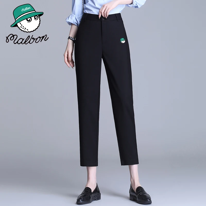 Golf Versatile Black in Spring and Autumn 2023 Women's Korean Version of High-waisted Slim Elastic Nine-point Suit Pants