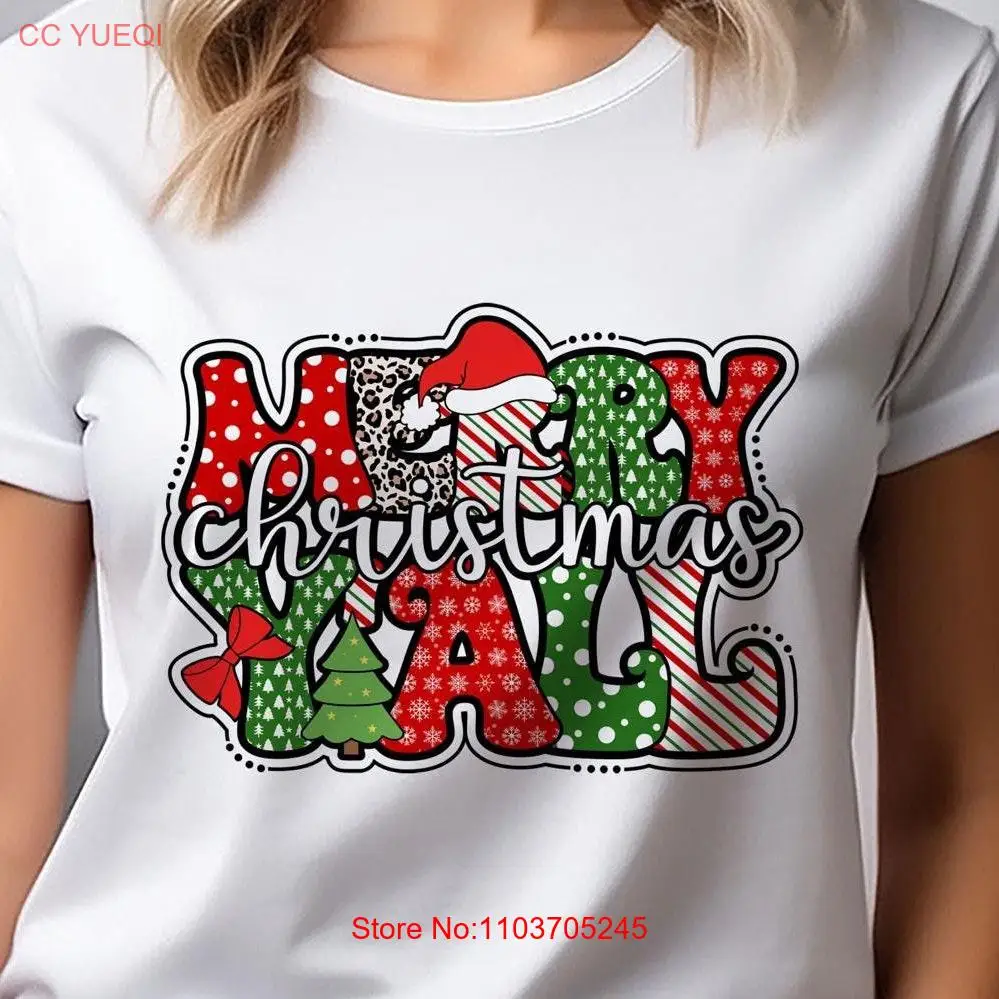 Холщовая футболка с круглым вырезом Merry Christmas Yall Bella DTF 50135 длинные или короткие