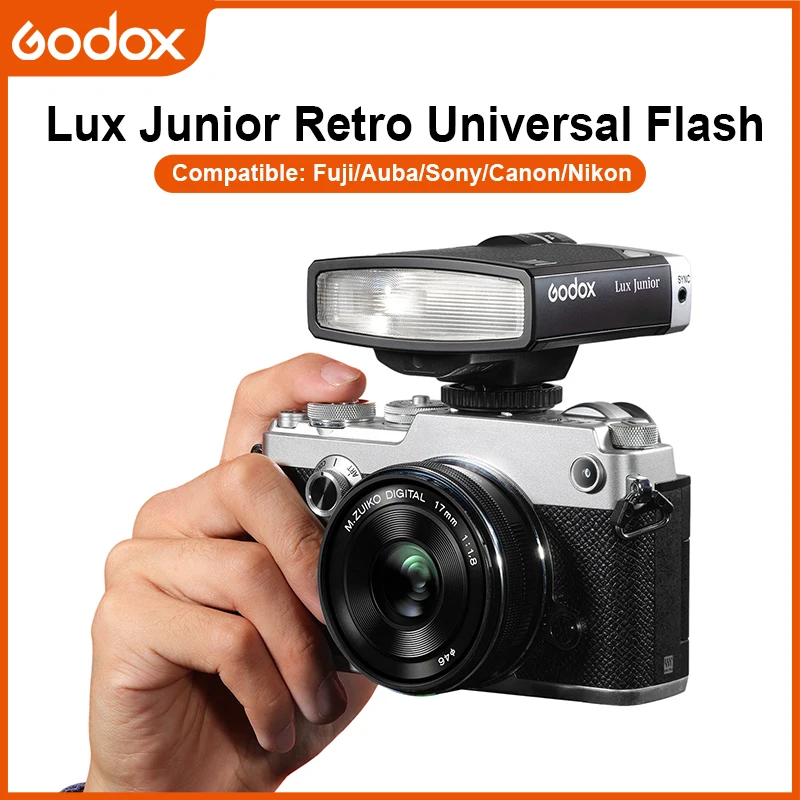 

Godox Lux Junior Camera Flash GN12 6000K ± 200K 7 уровней Flash Speedlite Trigger для камеры Fujifilm, Canon, Nikon, Olympus, Sony