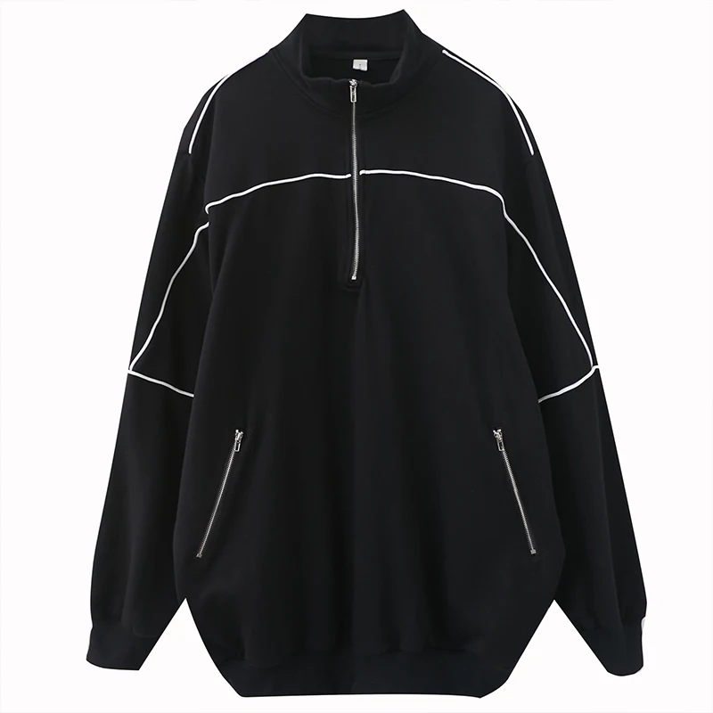 

SuperAen Women's Fashion Half-turtleneck Long-sleeved Sweatshirt Loose Casual Oversized Hoodie