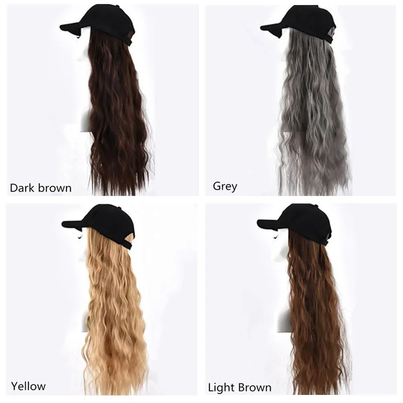 Fashion 5 Colors Hat Wig 2 In 1 Synthetic Wave Long Curly Baseball Easy For Girl Women Party Cool Protected Screen Face | Спорт и