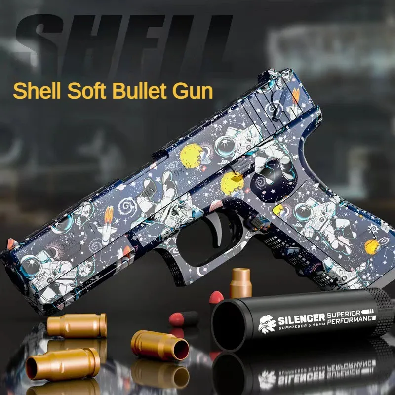 

Children's Toy gun Glock Colt M1911 Desert Eagle Astronaut Skin Soft Bullet Gun Shell Pistol Model Gift Boy Outdoor Toys