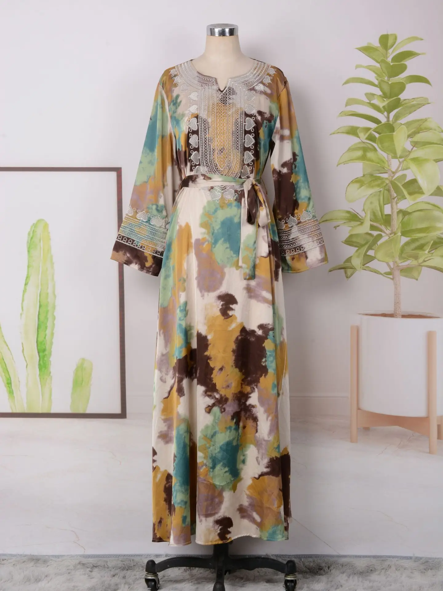 Женские Абайи с вышивкой и принтом длинное платье в стиле Дубая Турция ислам