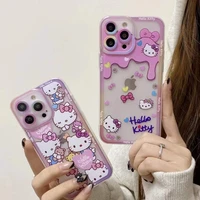 hello kitty cartoon for girls phone cases for iphone 13 12 11 pro max xr xs max x 2022 anti drop soft transparent tpu cover gift