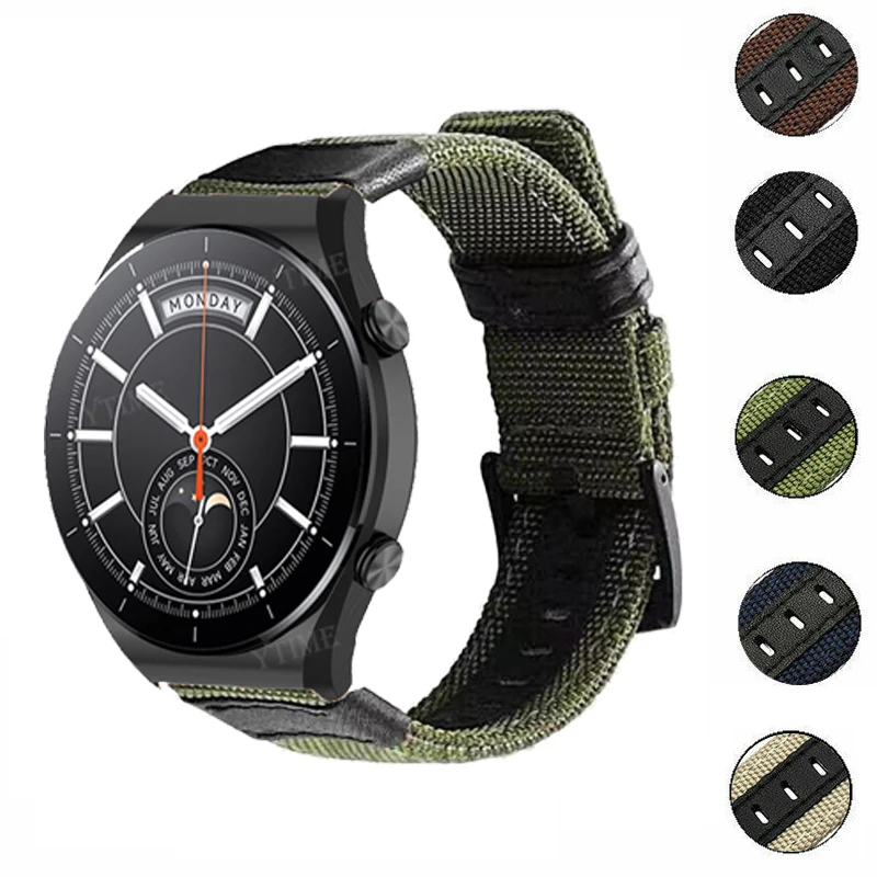 

Ремешок для часов S1 Active & Pro, нейлоновый кожаный браслет для Xiaomi MI Watch, цветной спортивный браслет для Mi Watch S1 Pro, 22 мм