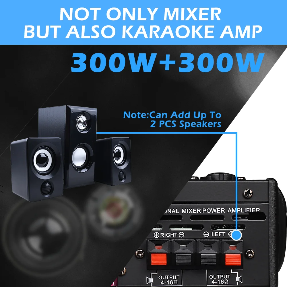 Стереоусилитель BOMGE для караоке 6 каналов 600 Вт Bluetooth USB MP3 FM-радио |