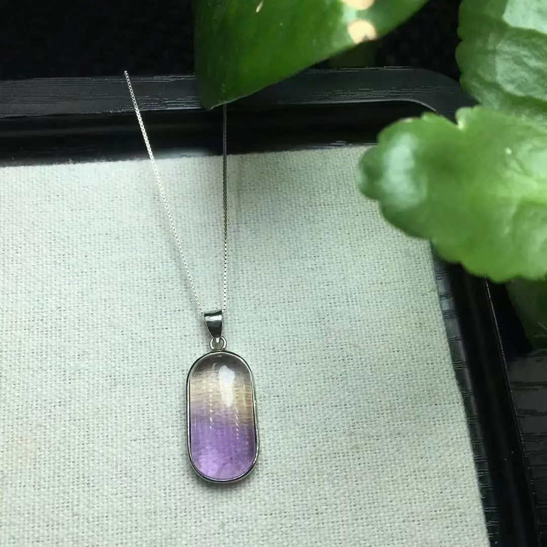 Цельный кулон из серебра 925 пробы с натуральным аметрином целебным кристаллом и