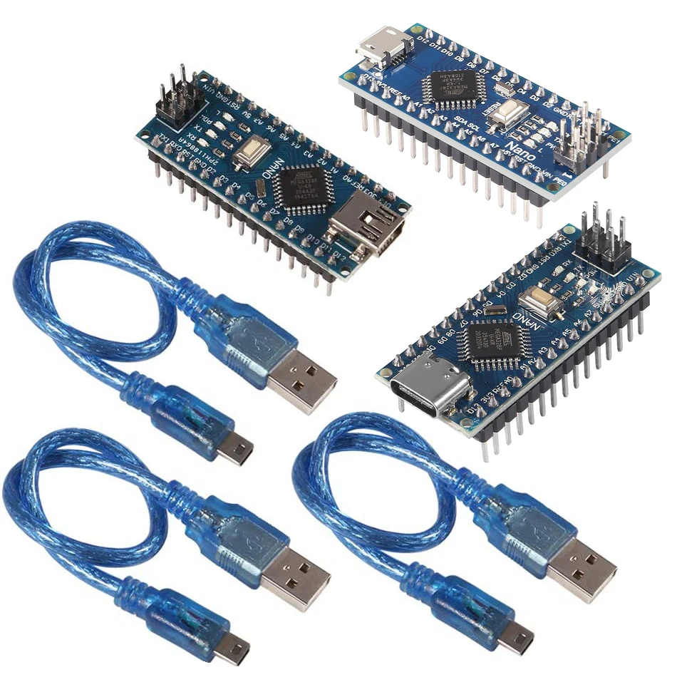 Модуль платы микроконтроллера для Arduino Mini Nano V3.0 ATmega328P 5 в 16 м с 3 USB-кабелями IDE |