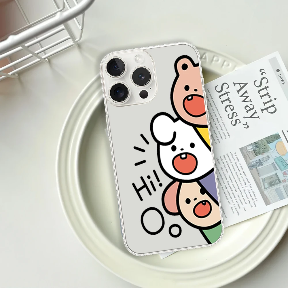 Милый чехол для телефона с рисунком Привет Друг iPhone 12 11 13 14 15 16 Max Pro Plus прозрачный