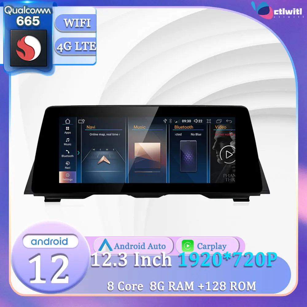 

12.3' Android for BMW 5 Series F10 F11 F12 520d 525i 528I CIC NBT Video Player TV Stereo Radio Navigation Car GPS Multimedia