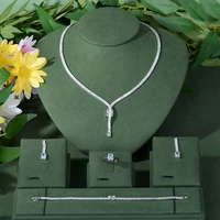 famous brand 4pcs white cz luxury african jewelry set for women wedding party zircon crystal dubai bridal jewelry set gift n 51
