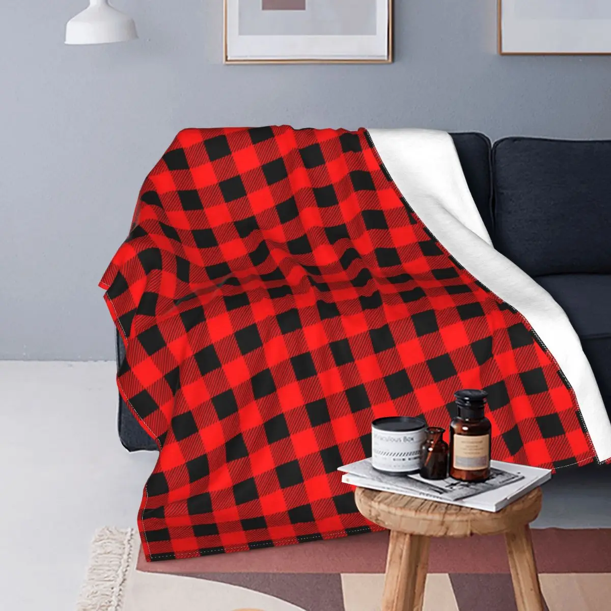 

Christmas Plaid Plush Blankets Plaids Awesome Throw Blanket for Bed Sofa Couch 150*125cm Plush Thin Quilt 09