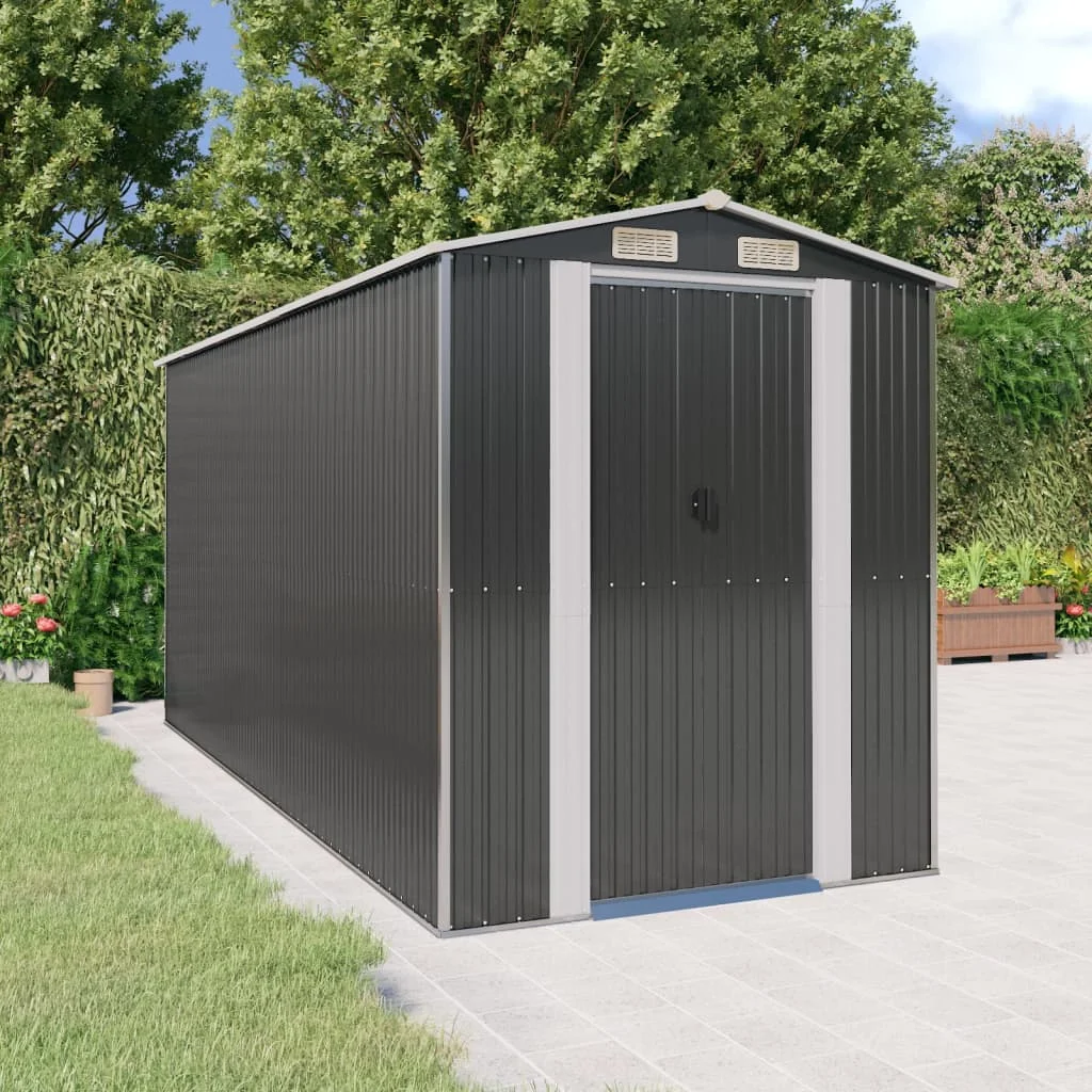 

Garden Shed, Garden Decoration, Anthracite 192x440x223 cm, Galvanised Steel