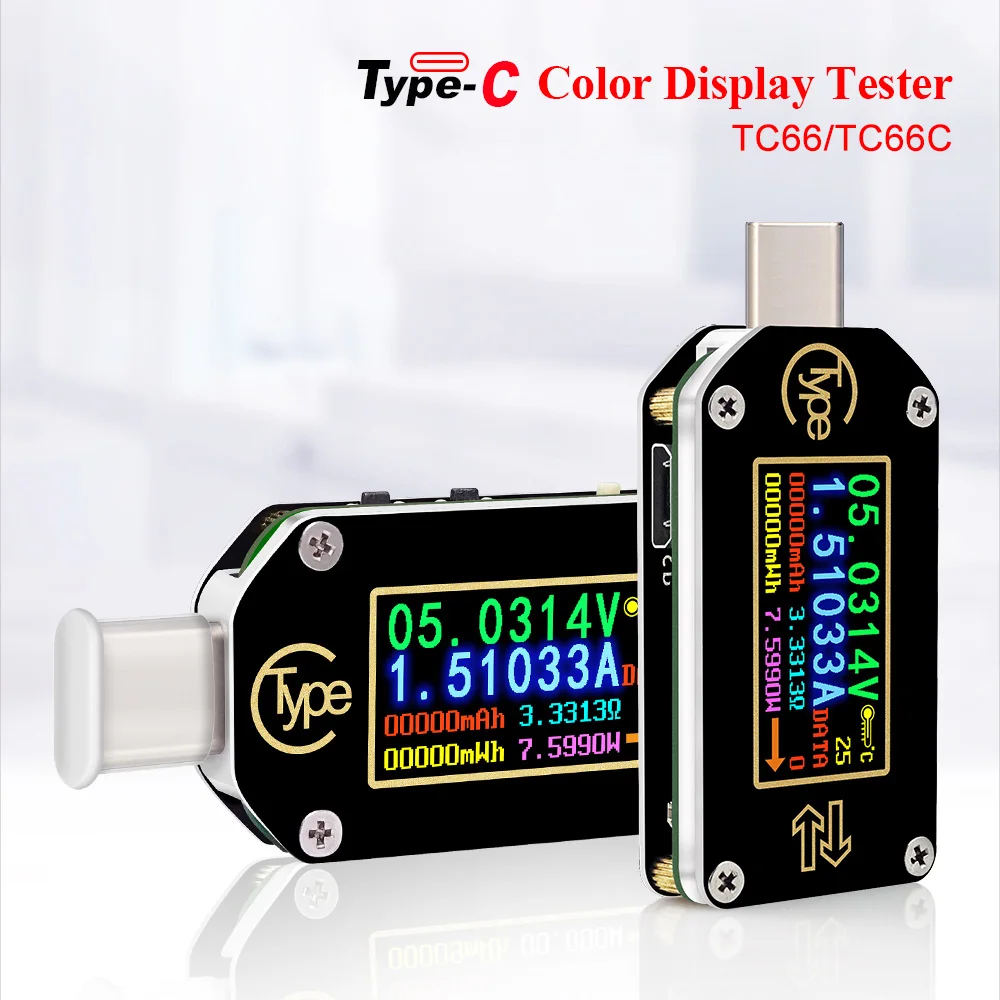 

Mini USB Tester TC66/TC66C Type-C PD Trigger USB-C Voltmeter Ammeter Voltage 2 Way Current Meter Multimeter PD Charger Battery