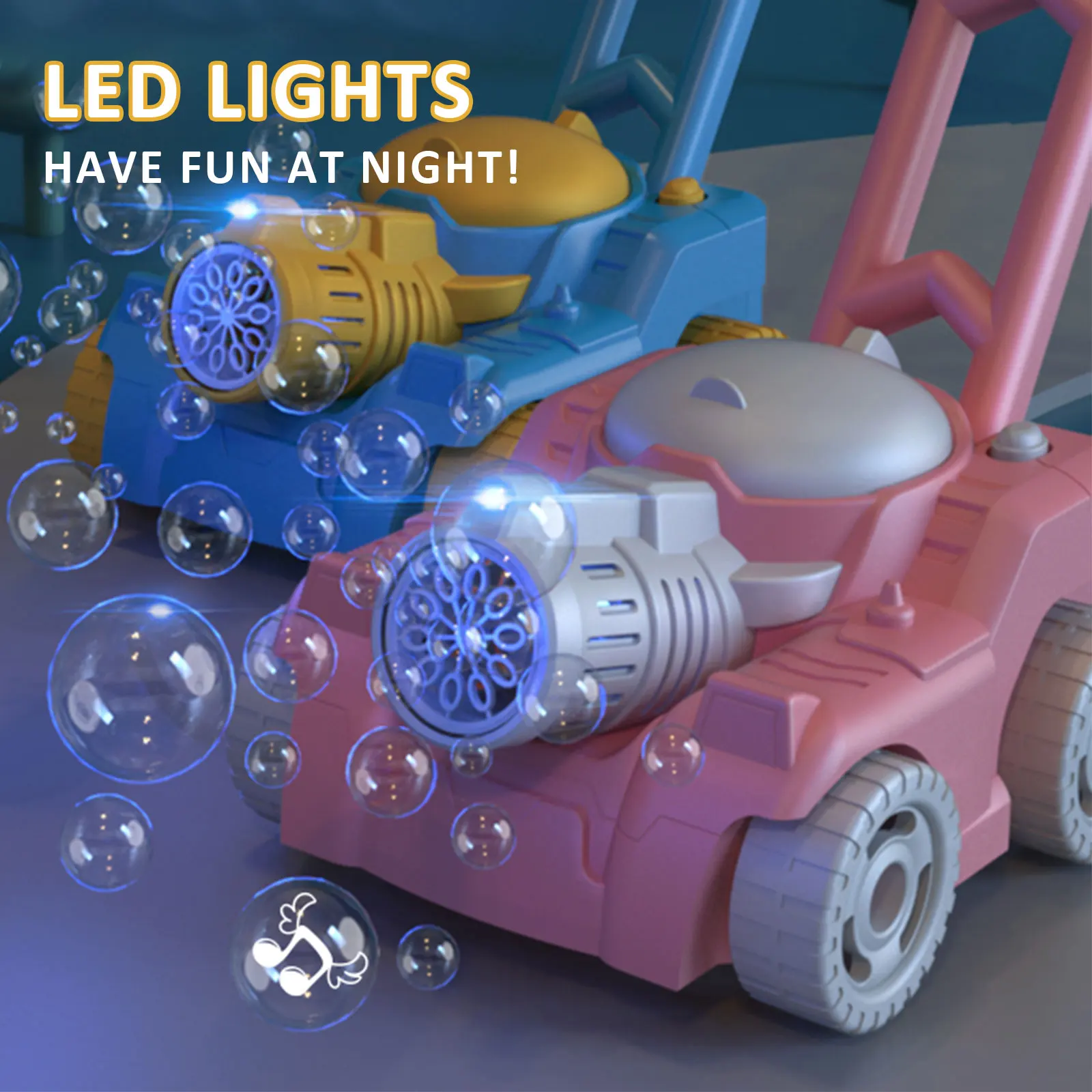 

Automatic bubble machine Tank Bubble Gun for Kids Electronic Bubble Machine With Light Outdoor Game Push Walker Toys