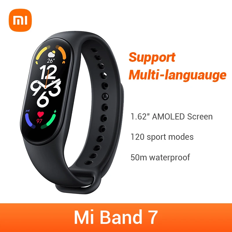 Xiaomi Mi Band 7 1,62 дюймов AMOLED смарт-браслет 2022 Miband 7 CN Базовая версия