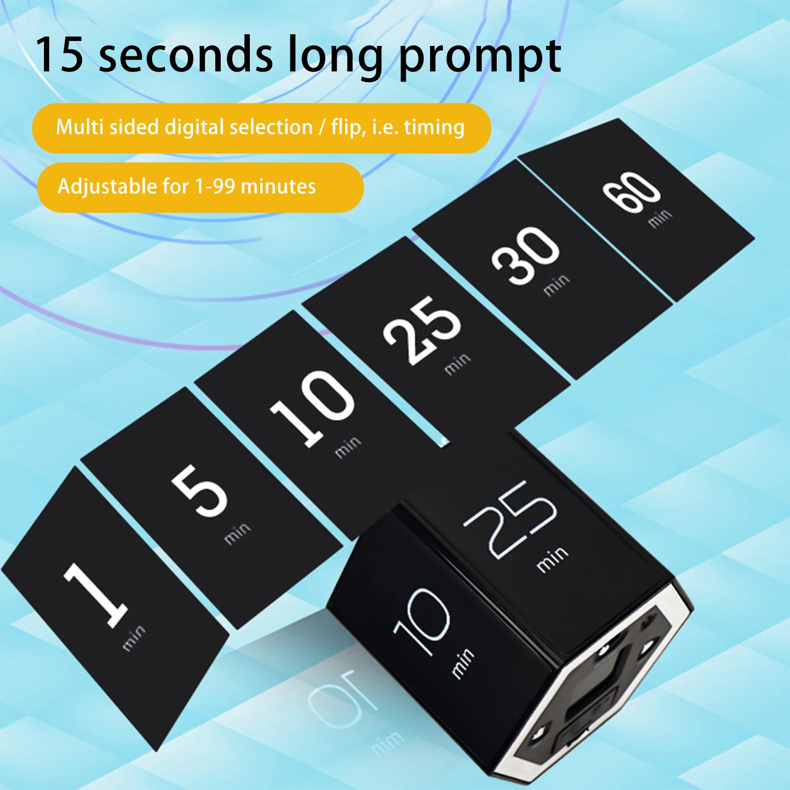 LED Hexagon Flip Magnetic Kitchen Timer Count-down Reminder 