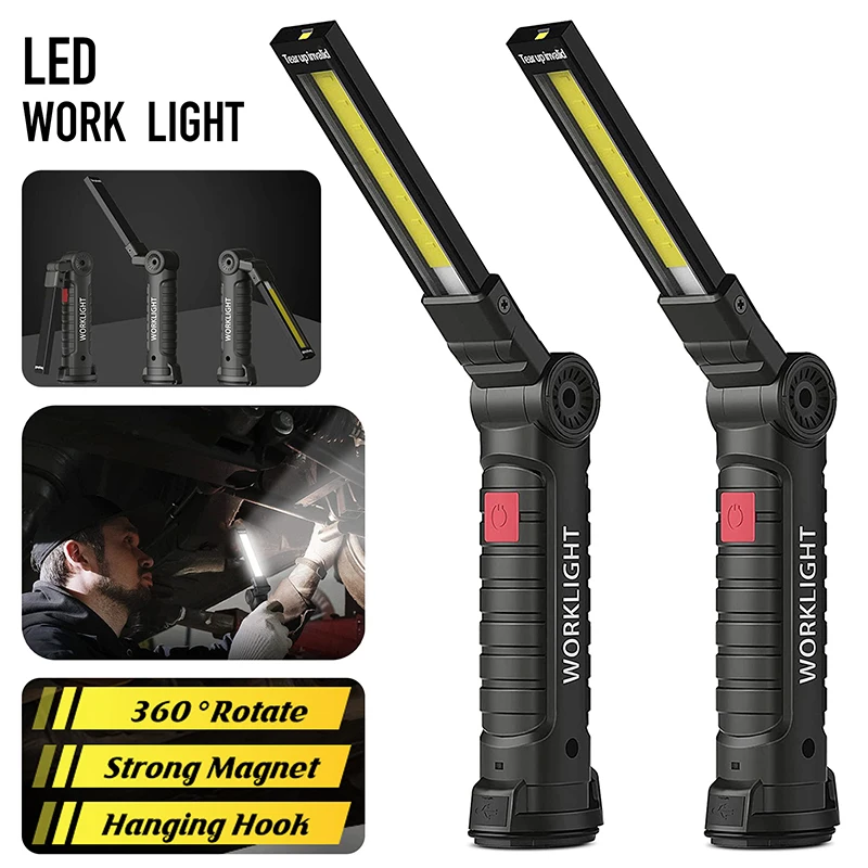 LED Work Light with Magnetic Base 360 Degree Rotate and 5 Modes LED Flashlight Inspection Light for Car Repair and Outdoor Use