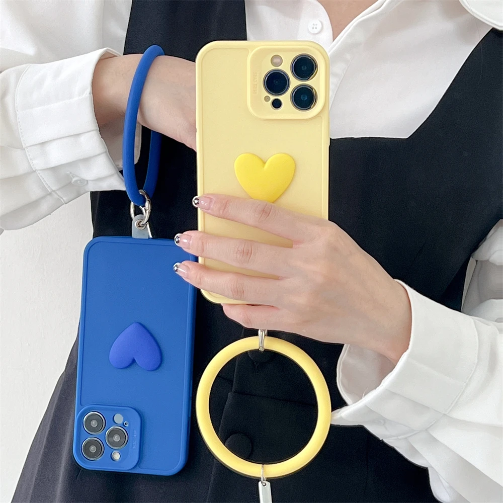 Модный милый Цветной силиконовый чехол для телефона роскошный с петлей iPhone 13 12 11