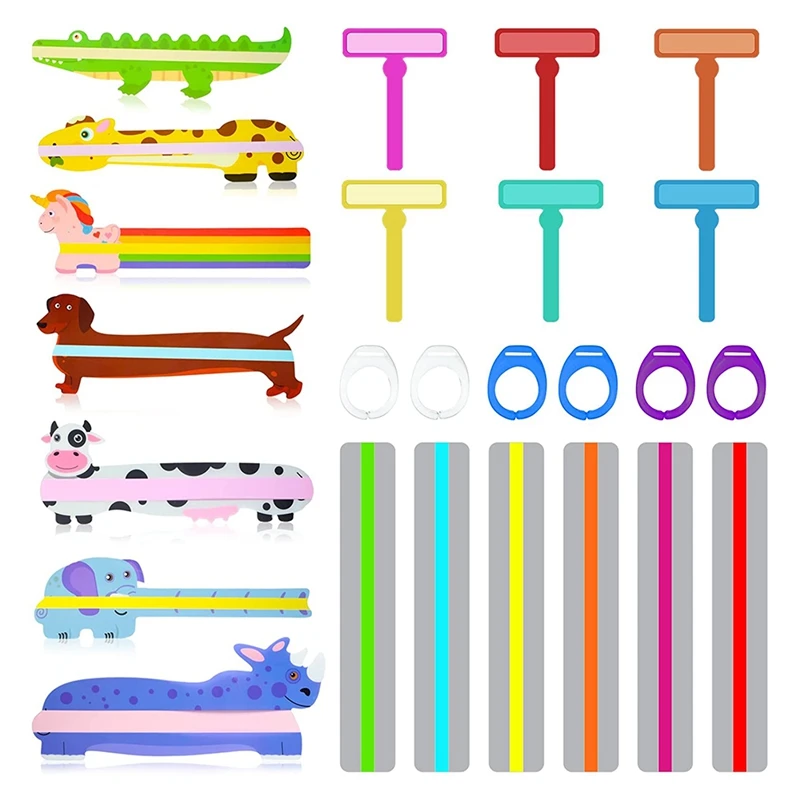 

25 Pieces Dyslexia Reading Strips Reading Guide Strips For Kids Animal Bookmarks Finger Reading Tracking Rulers