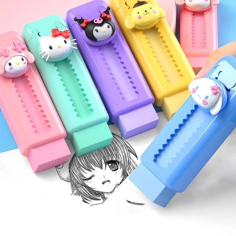 Kawaii Sanrio Hello Kitty Ластик Y2K аниме Kuromi My Melody резиновые блоки Push-Pull ластик канцелярские
