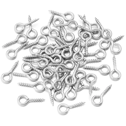 20-50ks/šarže z nerezové oceli Eyepin Keychain Hook Eye Eye Pins Mini Screw Pendants DIY závitový kolík DIY šperky náramek