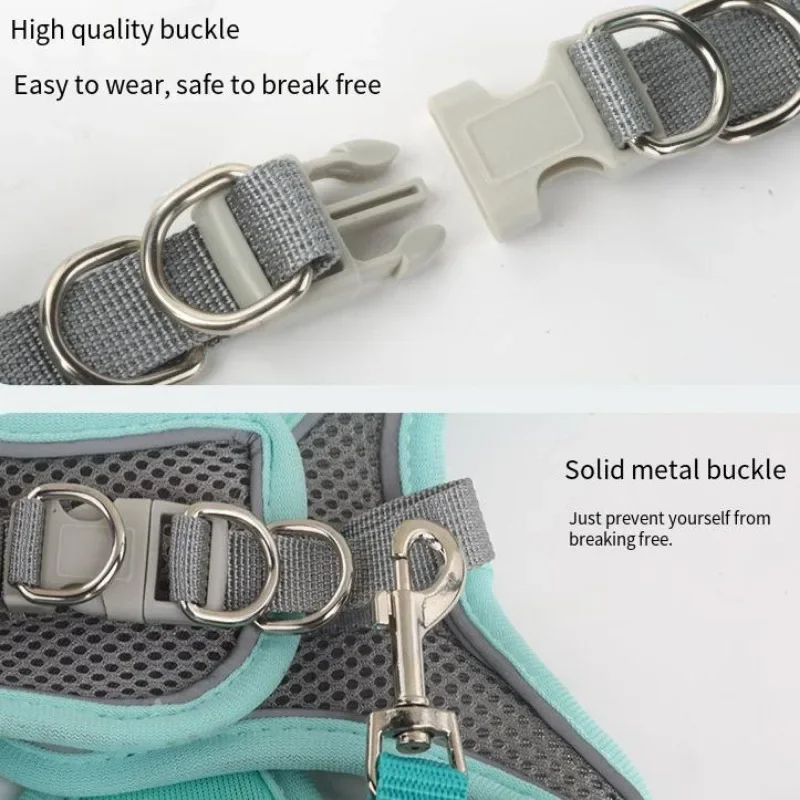 Дышащая шлейка-поводок для маленьких собак регулируемый светоотражающий