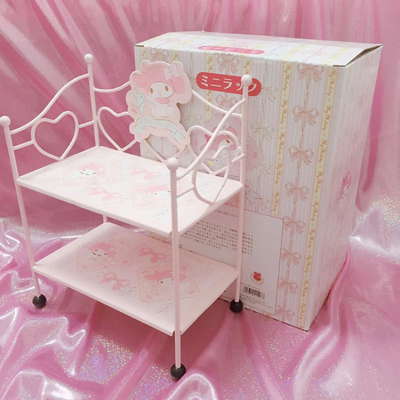 

Sanrio Melody Cartoon Girl Pink Bookshelf Love Storage Desktop Cosmetics Stationery Storage Double Bookshelf Shelves Girl Gift