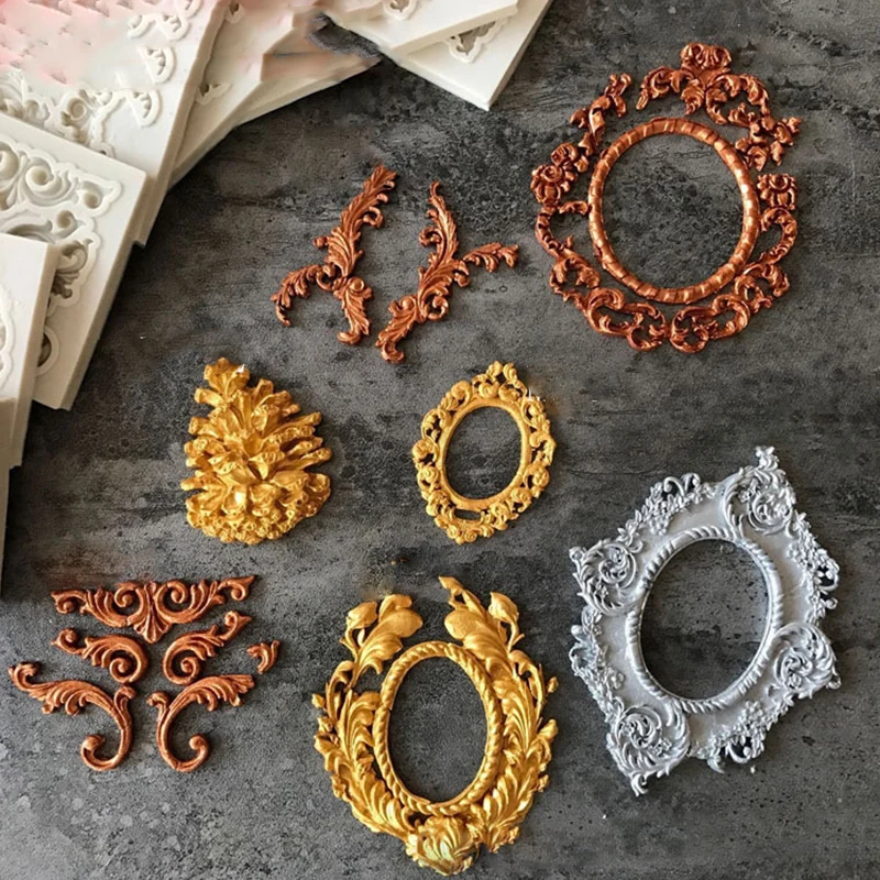 

Mirror Frame Silicone Mold Fondant Cupcake Chocolate Cake Border Decorating Tools Sugarcraft Polymer Clay Kitchen Accessories