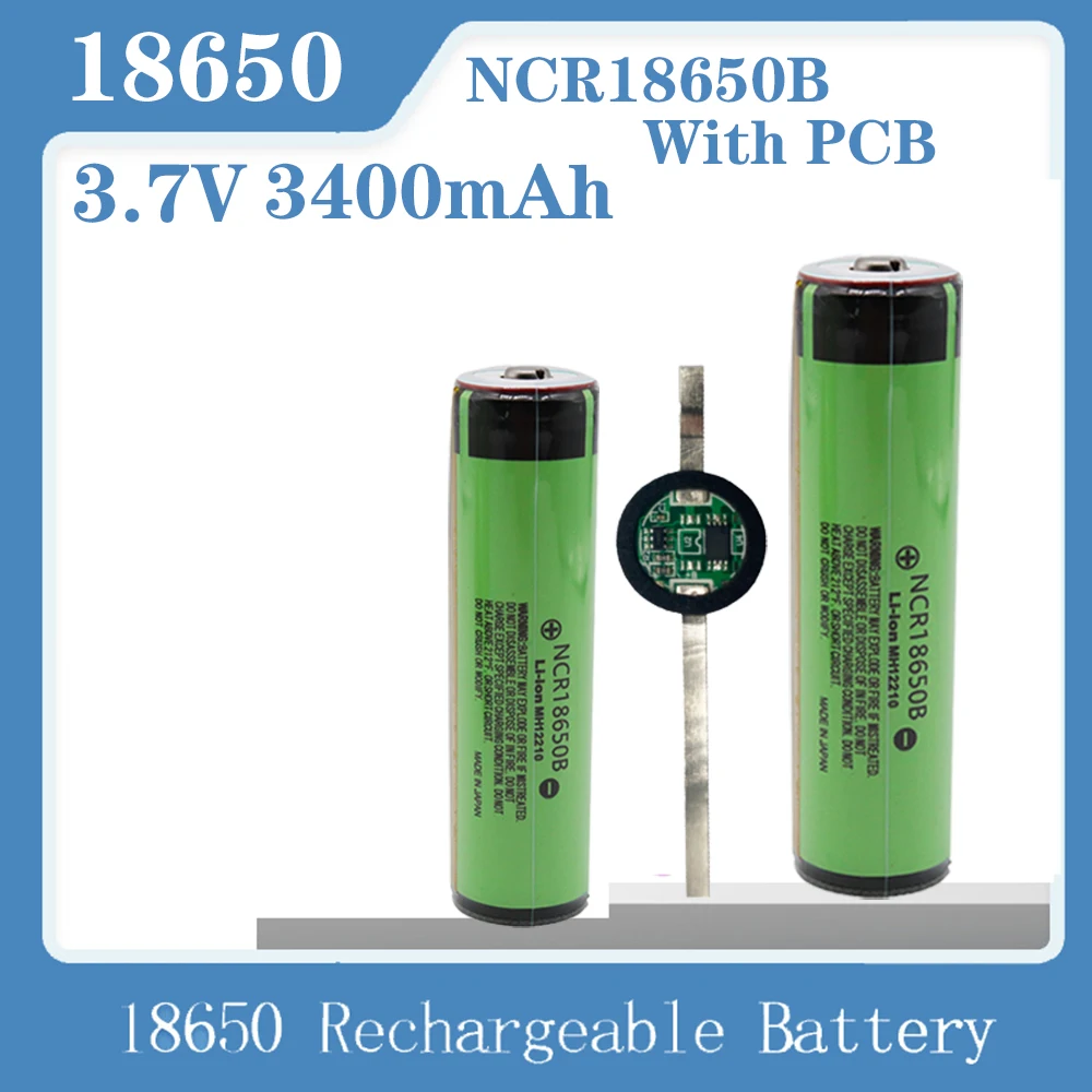 

100% Originele Beschermd 18650 NCR18650B Oplaadbare Li-Ion Batterij 3.7V Met Pcb 3400Mah Voor Zaklamp 18650 Batterijen Gebruiken