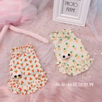 2022 spring summer pet cat dog clothes handmade pure cotton breathable teddy yorkie fruit hawaiian dog dresses luxury puppy girl