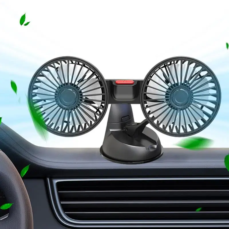 

Car Cooling Fan 360 Degree Rotatable Desk Double Heads Fan Low Noise Auto Cooling Air Fan 3 Speeds Car Accessories For SUV Truck