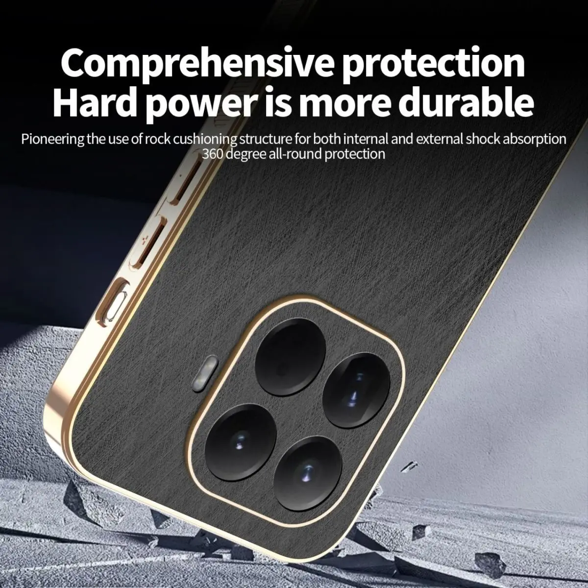Фото Для Xiaomi 17T/17T Pro: Чехол-футляр бизнес-класса с матовой отделкой, золотистой окантовкой и твилловой кожей, противоударный, с защитой от скольжения №2
