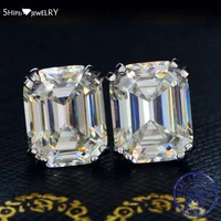 shipei classic 100 925 sterling silver emerald cut 6ct g color created moissanite gemstone fine jewelry ear studs earrings gift