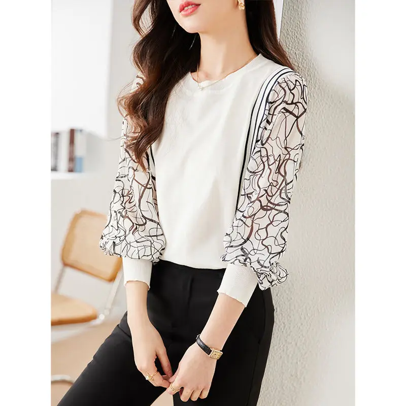 Свитер женский с круглым вырезом, повседневный пуловер в стиле пэчворк, Топ с длинным рукавом, вязаная одежда, трендовый свитер на осень-зиму Z102