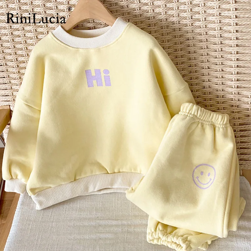 

RiniLucia 2022 Summer New Cotton Baby Clothes Set Boys And Girl Cute Smile Letters Tops + Pants 2pcs Kids Children Clothing Suit