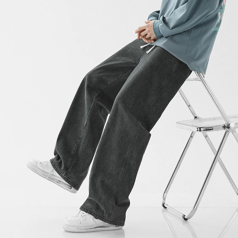 2022 New Harajuku Street Casual Baggy Jeans For Men Korean Fashion Hip Hop Straight Wide Leg Trousers Couple Casual Pants