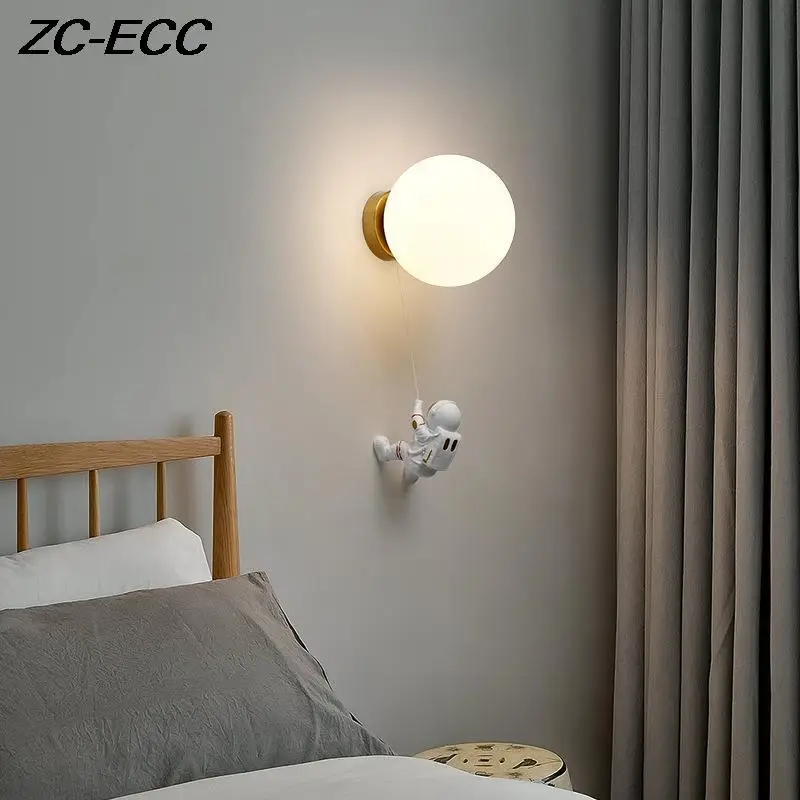 

Modern Creative Astronaut LED Wall Lamp with 3D Printing Moon Decor Lights For Bedroom Bedside Kids Room Sconces Home Wall Light