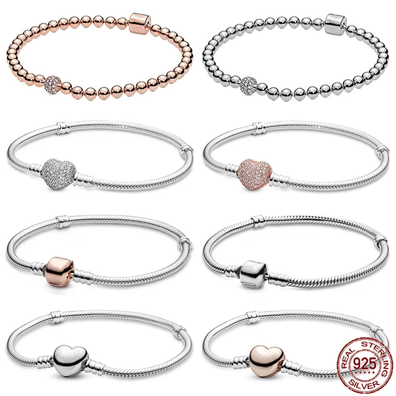 

Fashion Bracelet 925 Sterling Silver Pavé Elegant Fashion Simple Bracelet fit Original Brand Charm DIY Women's Jewelry