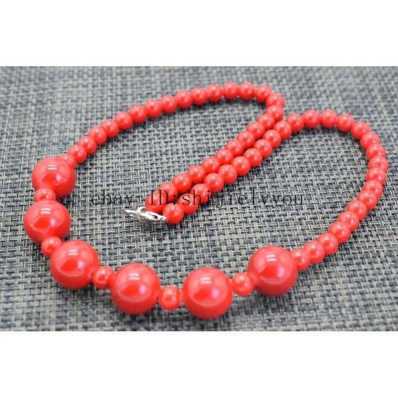

Beautiful high quality red coral 6mm&14mm Pearl Nelace 18' AAA