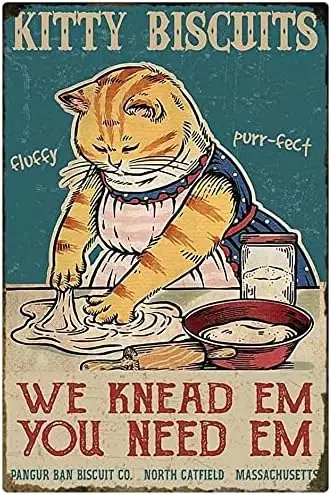 Kitty Бисквитное печенье We Knead Em You Need винтажный Алюминиевый металлический знак