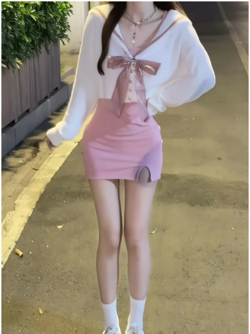 Водонепроницаемый норковый вязаный кардиган с милым матросским воротником и