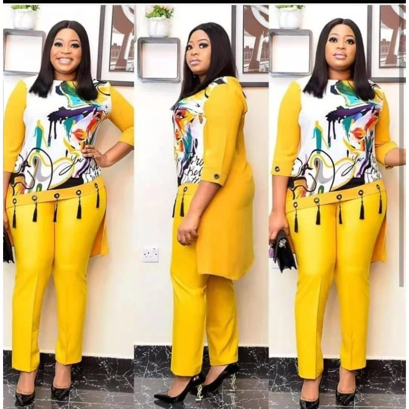 

Недорогой модный наряд с длинным рукавом и асимметричным подолом с бахромой, брюки, Женский комплект из двух предметов, женский топ и брюки