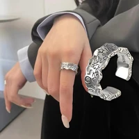 shark 925 sterling silver rings punk gothic for women mens graffiti retro lady resizable couples jewelry party holiday gift