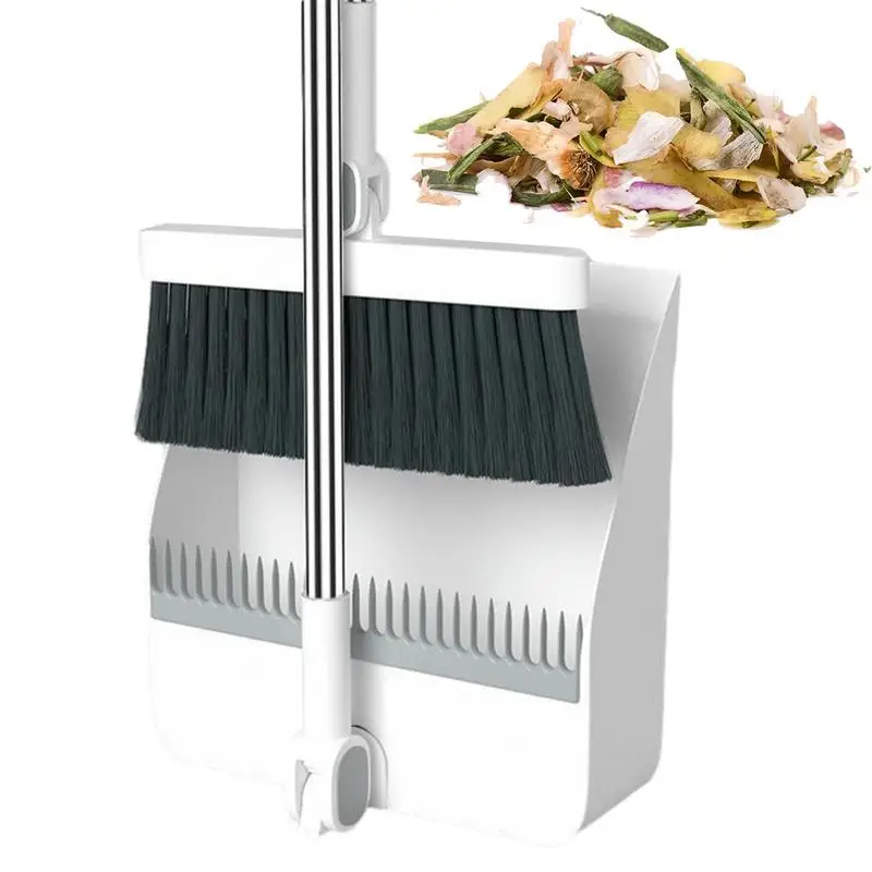 

Broom And Scoop Set Long Handle Brush With Folding Dustpan For Sweeping Cleaning Tool Home Kitchen Indoor Outdoor Cleaning Tools