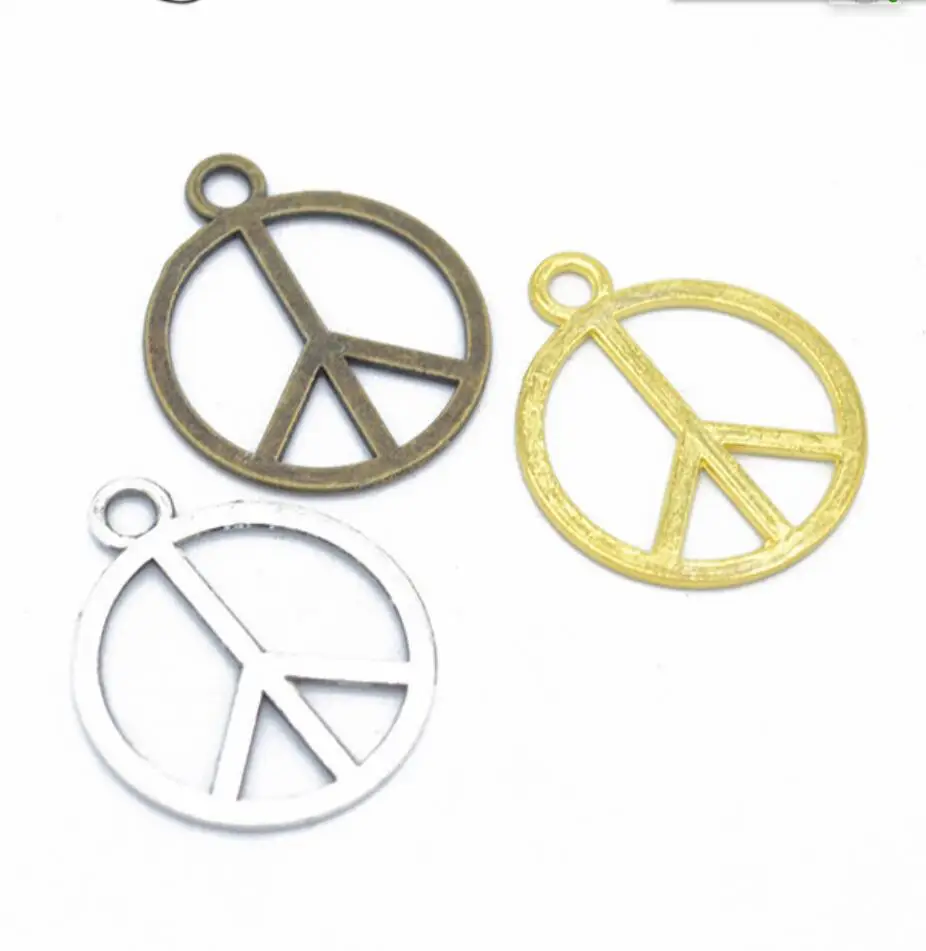

100pcs Charms Peace Symbol 25*21mm Tibetan Silver Color Pendants Antique Jewelry Making DIY Handmade Craft F0207